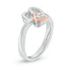 Thumbnail Image 1 of Diamond Accent Double Heart Ring in Sterling Silver and 10K Rose Gold