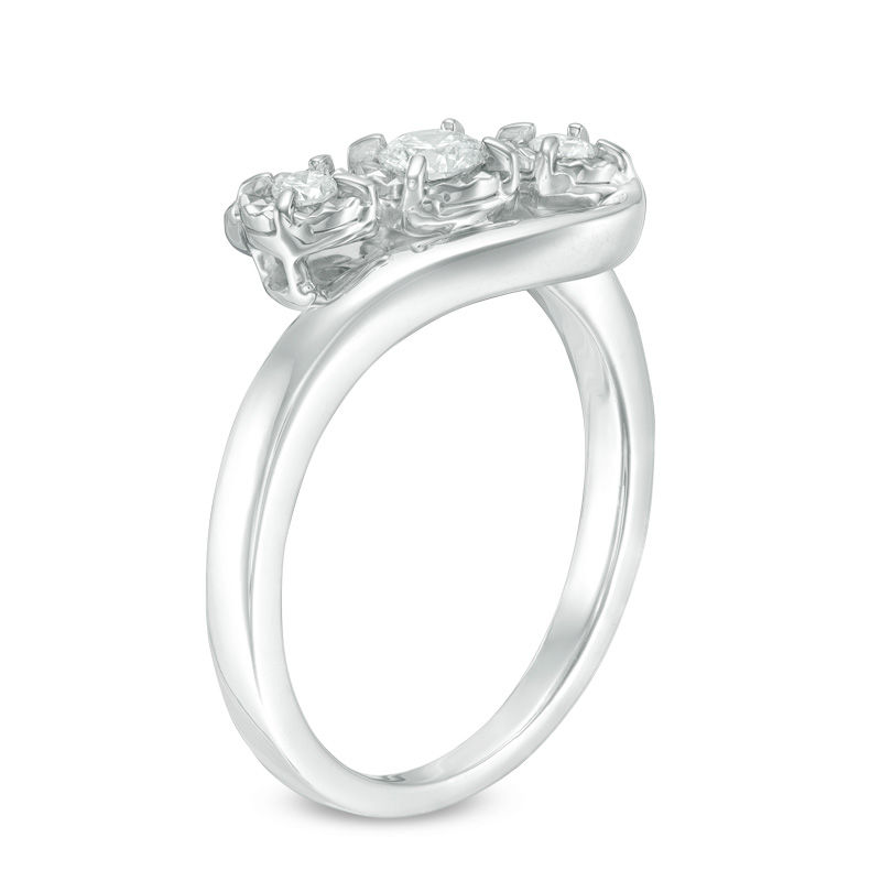 Main Image 2 of 0.23 CT. T.W. Diamond Past Present Future® Bypass Engagement Ring in 10K White Gold