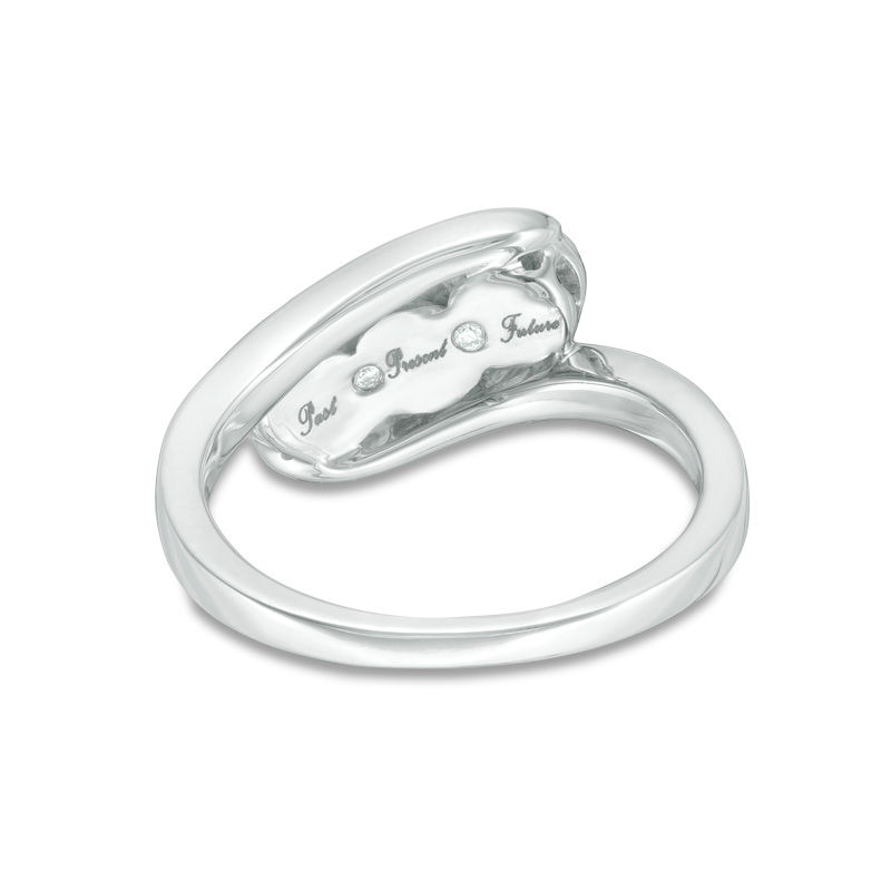 Main Image 3 of 0.23 CT. T.W. Diamond Past Present Future® Bypass Engagement Ring in 10K White Gold