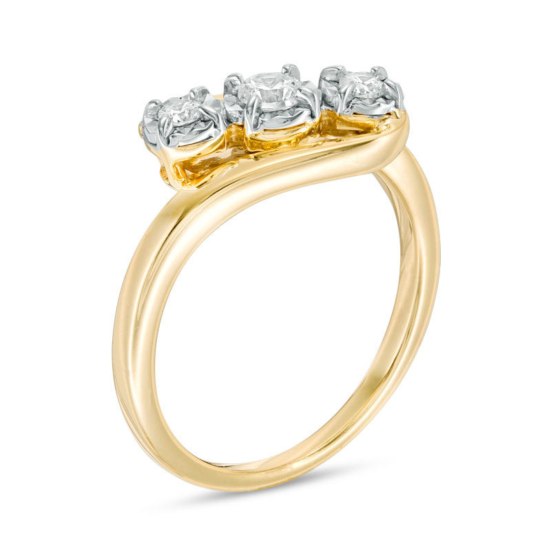 Main Image 2 of 0.23 CT. T.W. Diamond Past Present Future® Bypass Engagement Ring in 10K Gold