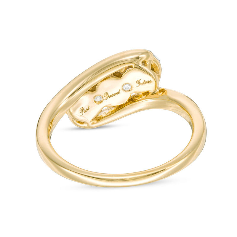 Main Image 3 of 0.23 CT. T.W. Diamond Past Present Future® Bypass Engagement Ring in 10K Gold