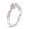 Thumbnail Image 1 of 0.18 CT. T.W. Diamond Cushion Frame Promise Ring in Sterling Silver and 10K Rose Gold