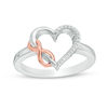 Thumbnail Image 0 of 0.04 CT. T.W. Diamond Infinity Heart Ring in Sterling Silver and 10K Rose Gold