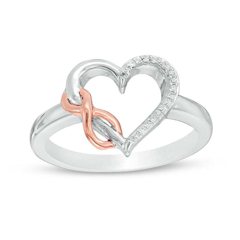 0.04 CT. T.W. Diamond Infinity Heart Ring in Sterling Silver and 10K Rose Gold|Peoples Jewellers