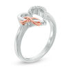 Thumbnail Image 1 of 0.04 CT. T.W. Diamond Infinity Heart Ring in Sterling Silver and 10K Rose Gold