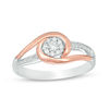 Thumbnail Image 0 of 0.145 CT. T.W. Diamond Frame Swirl Bypass Promise Ring in Sterling Silver and 10K Rose Gold