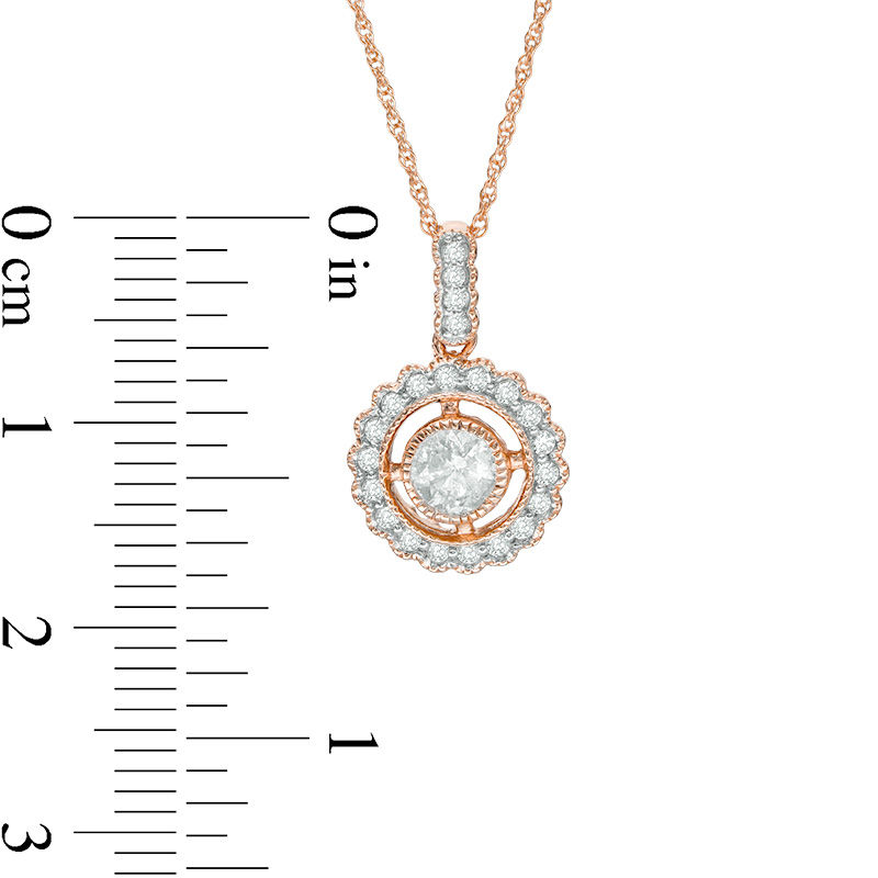 Main Image 3 of 0.49 CT. T.W. Diamond Frame Vintage-Style Pendant in 10K Rose Gold - 17"