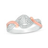 Thumbnail Image 0 of 0.145 CT. T.W. Diamond Swirl Bypass Frame Promise Ring in Sterling Silver and 10K Rose Gold