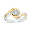 Thumbnail Image 0 of 0.04 CT. Diamond Solitaire Swirl Bypass Promise Ring in Sterling Silver and 10K Gold