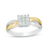 Thumbnail Image 0 of 0.18 CT. T.W. Diamond Square Frame Promise Ring in Sterling Silver and 10K Gold