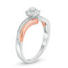 Thumbnail Image 1 of 0.18 CT. T.W. Diamond Frame Bypass Promise Ring in Sterling Silver and 10K Rose Gold