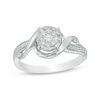 Thumbnail Image 0 of 0.145 CT. T.W. Diamond Frame Swirl Bypass Promise Ring in Sterling Silver