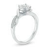 Thumbnail Image 1 of 0.145 CT. T.W. Diamond Frame Swirl Bypass Promise Ring in Sterling Silver