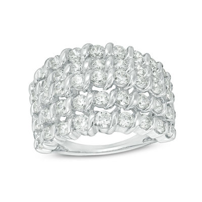 2.00 CT. T.W. Diamond Spiral Multi-Row Anniversary Ring in 10K White Gold