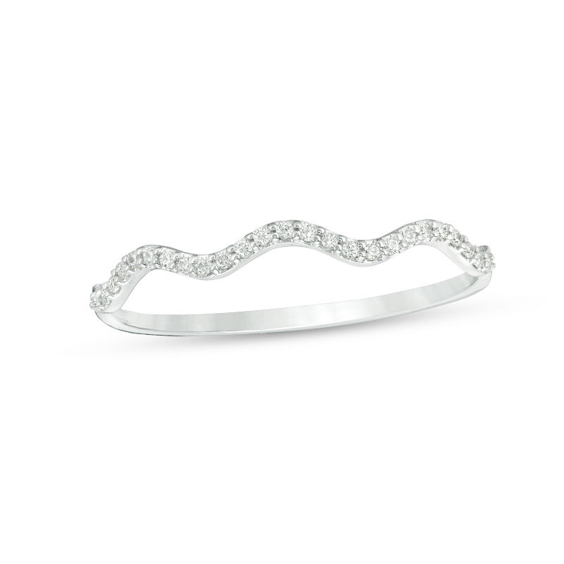 0.065 CT. T.W. Diamond Wave Band in 10K White Gold