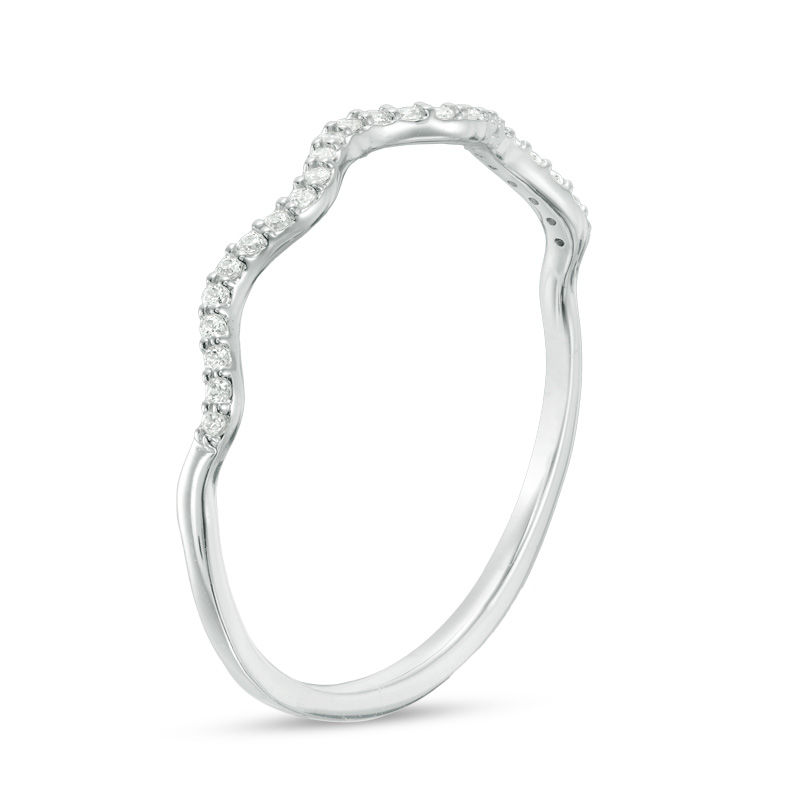 Main Image 2 of 0.065 CT. T.W. Diamond Wave Band in 10K White Gold