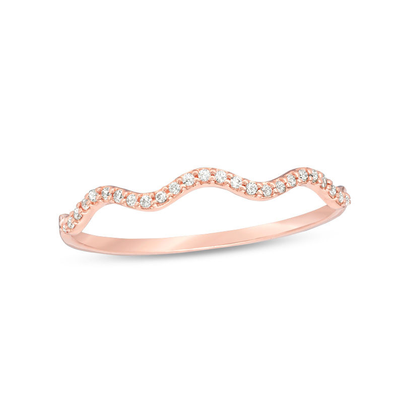 Main Image 1 of 0.065 CT. T.W. Diamond Wave Band in 10K Rose Gold