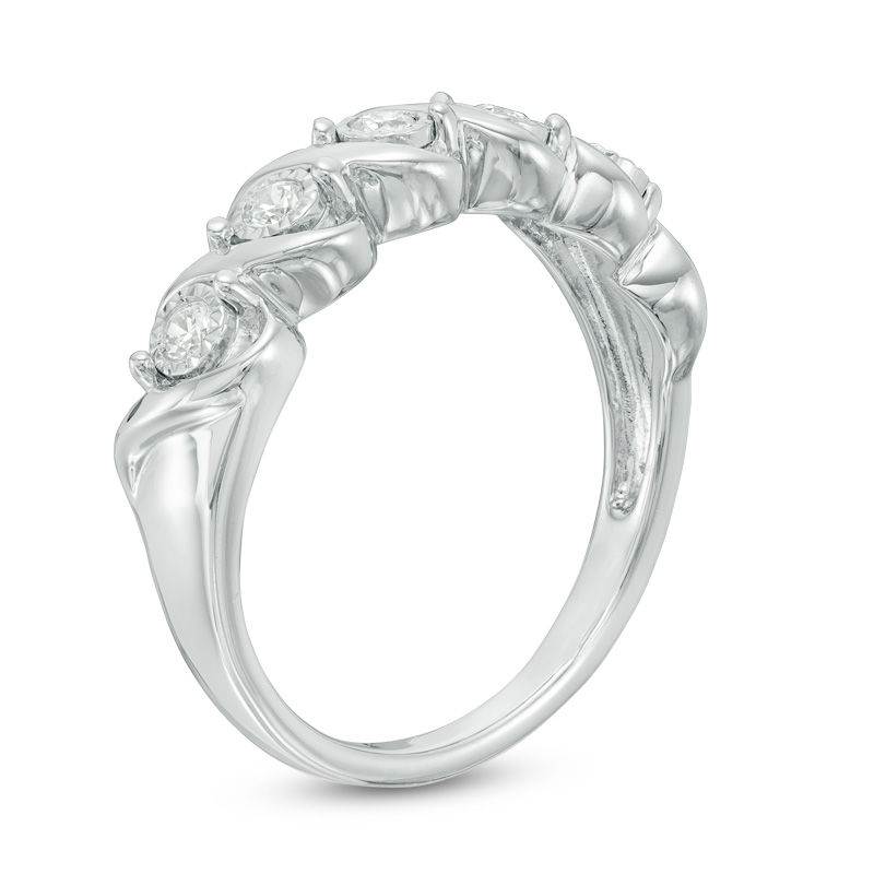 Main Image 2 of 0.15 CT. T.W. Diamond &quot;S&quot; Anniversary Band in 10K White Gold