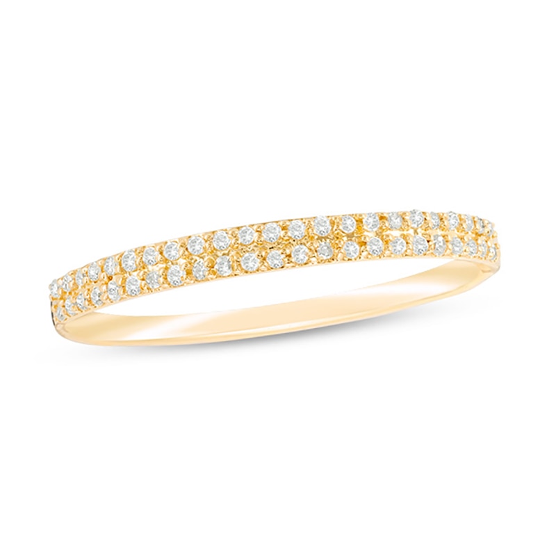Main Image 1 of 0.10 CT. T.W. Diamond Double Row Band in 10K Gold