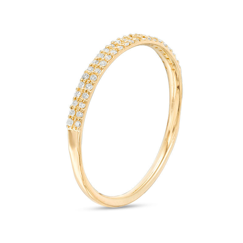 Main Image 2 of 0.10 CT. T.W. Diamond Double Row Band in 10K Gold