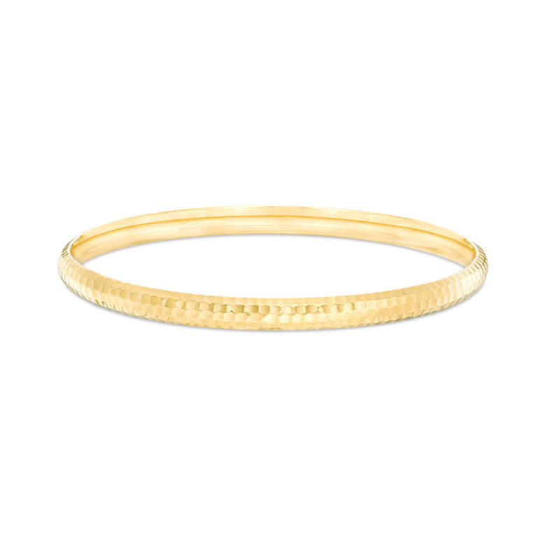 6.0mm Hammered Bangle in 14K Gold|Peoples Jewellers