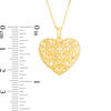 Vintage-Style Scrollwork with Leaves Heart Pendant in 14K Gold