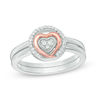 Thumbnail Image 0 of Convertibilities 0.10 CT. T.W. Diamond Heart Three-in-One Ring in Sterling Silver and 10K Rose Gold