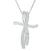 Thumbnail Image 0 of Convertibilities 0.10 CT. T.W. Diamond Curve Cross Three-in-One Pendant in Sterling Silver