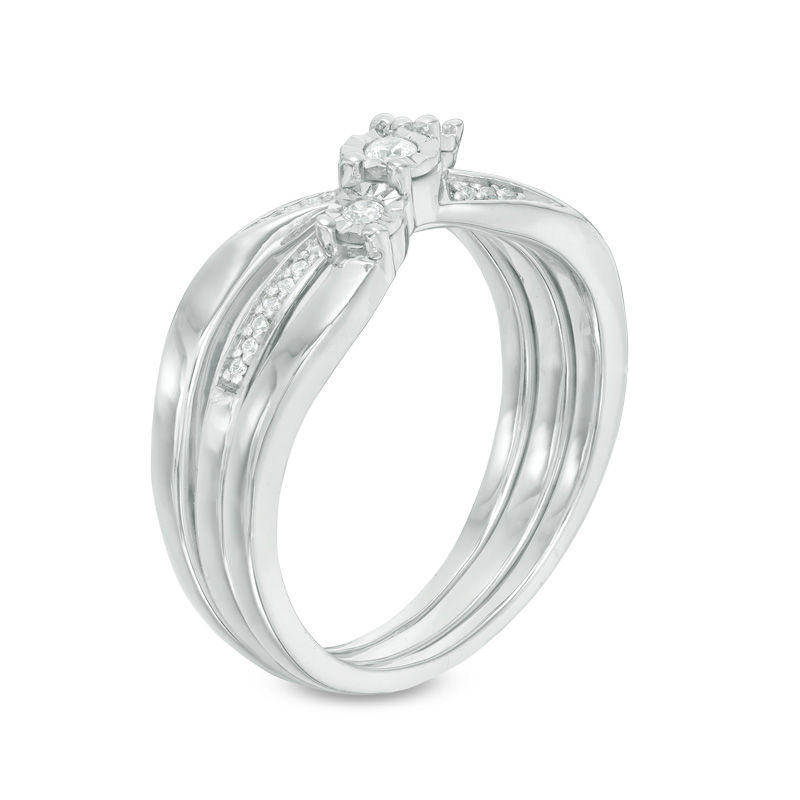 Main Image 2 of Convertibilities 0.10 CT. T.W. Diamond Crossover Three-in-One Ring in Sterling Silver