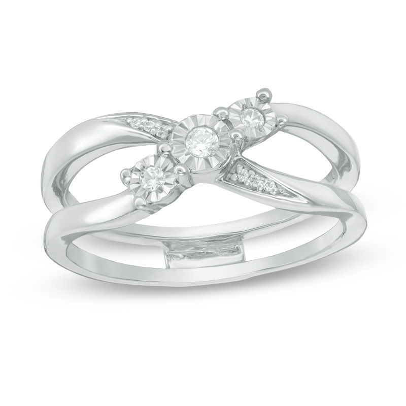 Main Image 3 of Convertibilities 0.10 CT. T.W. Diamond Crossover Three-in-One Ring in Sterling Silver