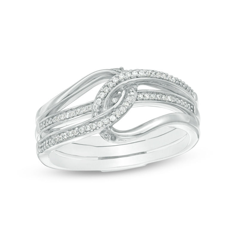 Convertibilities 0.10 CT. T.W. Diamond Interlocking Loops Three-in-One Ring in Sterling Silver