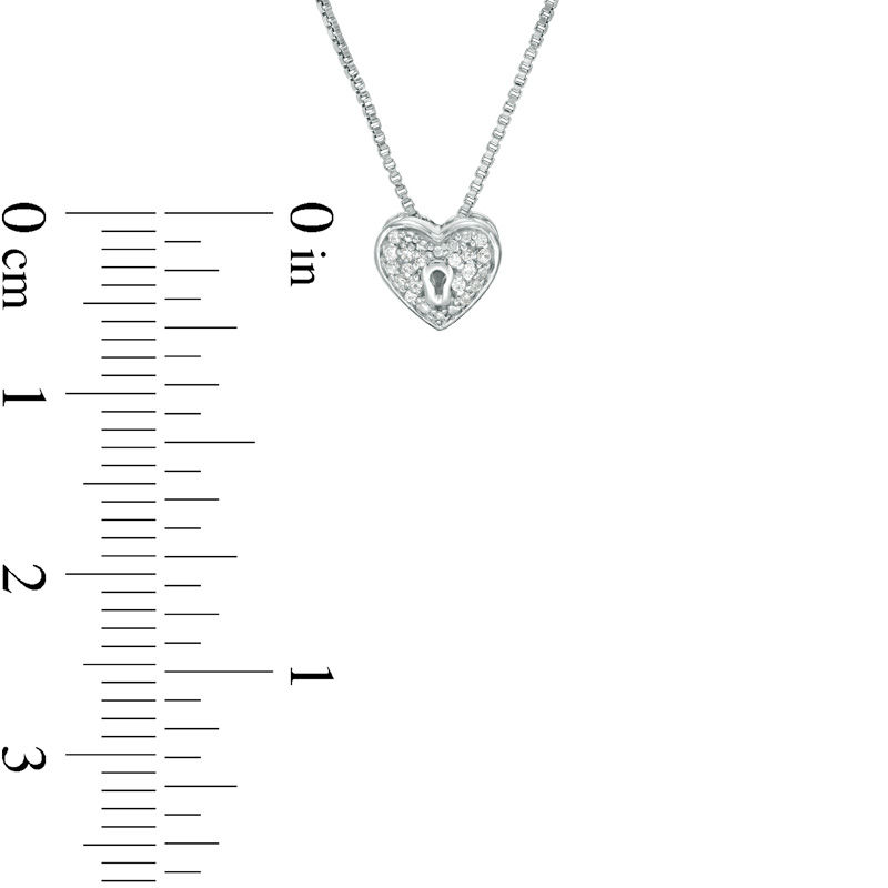 Main Image 2 of Convertibilities 0.05 CT. T.W. Diamond Heart-Top Key and Lock Three-in-One Pendant in Sterling Silver and 10K Rose Gold