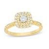 Thumbnail Image 1 of 0.45 CT. T.W. Diamond Double Cushion Frame Art Deco Shank Engagement Ring in 14K Gold