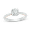 Thumbnail Image 0 of 0.33 CT. T.W. Diamond Cushion Frame Engagement Ring in 10K Two-Tone Gold