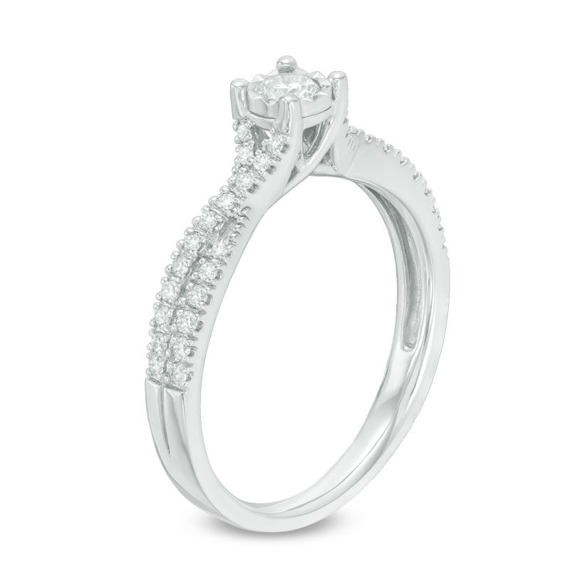 0.33 CT. T.W. Diamond Frame Twist Engagement Ring in 10K White Gold