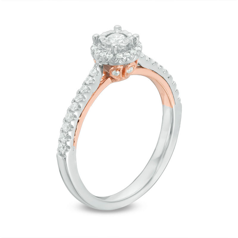0.33 CT. T.W. Diamond Frame Engagement Ring in 10K Two-Tone Gold|Peoples Jewellers