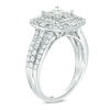 Thumbnail Image 2 of 1.25 CT. T.W. Quad Princess-Cut Diamond Double Frame Vintage-Style Engagement Ring in 14K White Gold