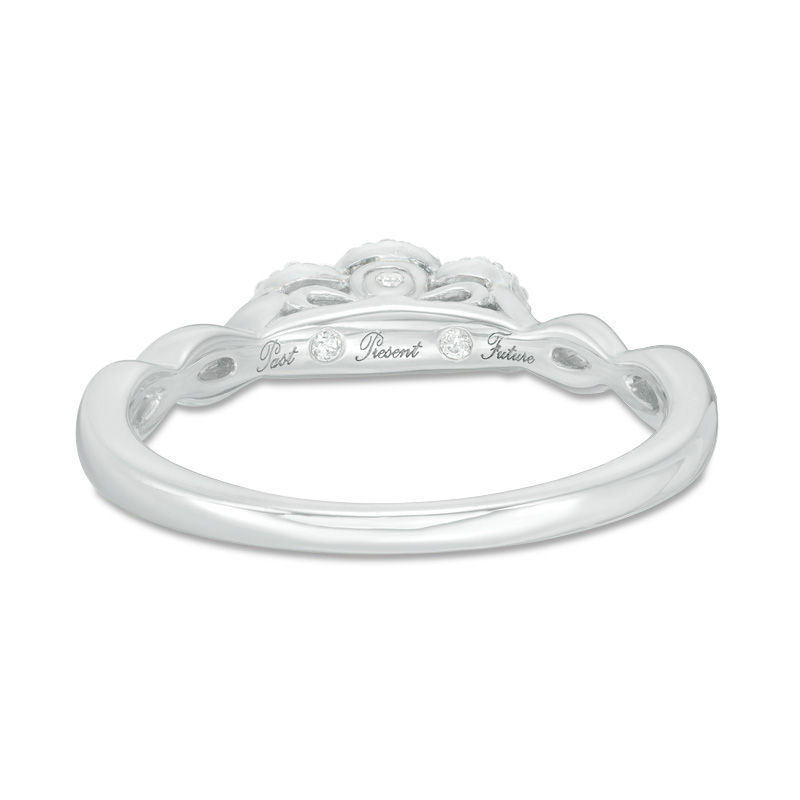 Main Image 3 of 0.18 CT. T.W. Diamond Past Present Future® Frame Twist Engagement Ring in 10K White Gold