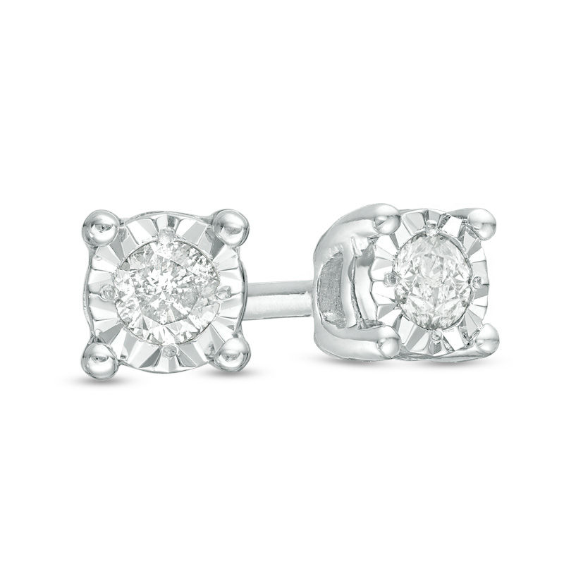 0.10 CT. T.W. Diamond Solitaire Stud Earrings in Sterling Silver|Peoples Jewellers