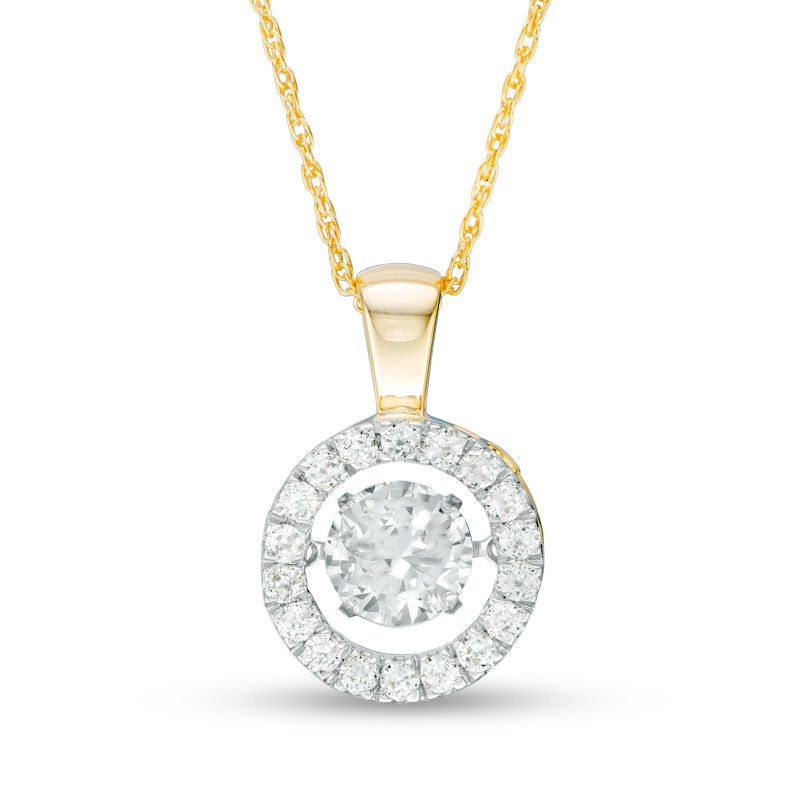 Unstoppable Love™ 6.5mm Lab-Created White Sapphire Circle Pendant in Sterling Silver with 14K Gold Plate|Peoples Jewellers