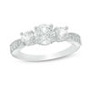 Thumbnail Image 1 of Lab-Created White Sapphire Three Stone Engagement Ring in 10K White Gold