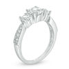 Thumbnail Image 2 of Lab-Created White Sapphire Three Stone Engagement Ring in 10K White Gold