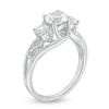 Thumbnail Image 2 of Lab-Created White Sapphire Three Stone Bypass Infinity Engagement Ring in Sterling Silver