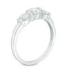 Thumbnail Image 1 of Lab-Created White Sapphire Three Stone Collar Engagement Ring in Sterling Silver