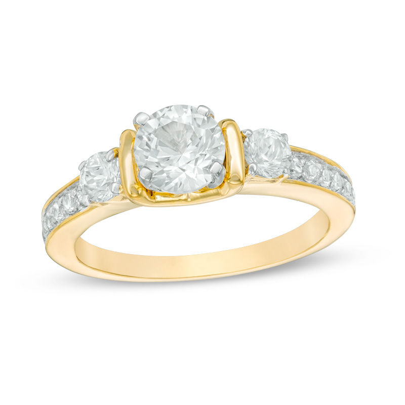 Details about   Round Cut White Sapphire Three Stone Ring 14K Gold Over Sterling Silver