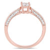 Thumbnail Image 3 of Princess-Cut Lab-Created White Sapphire and 0.05 CT. T.W. Diamond Promise Ring in Sterling Silver with Rose Rhodium