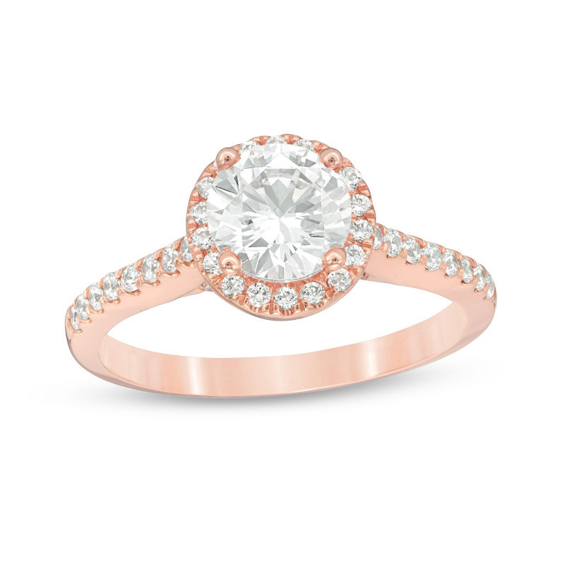 Celebration Canadian Ideal 1.30 CT. T.W. Certified Diamond Frame Engagement Ring in 14K Rose Gold (I/I1)
