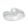 Thumbnail Image 0 of 0.50 CT. T.W. Diamond Bypass Vintage-Style Bridal Set in 10K White Gold