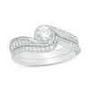Thumbnail Image 1 of 0.50 CT. T.W. Diamond Bypass Vintage-Style Bridal Set in 10K White Gold