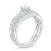Thumbnail Image 1 of 0.50 CT. T.W. Diamond Bypass Vintage-Style Bridal Set in 10K White Gold